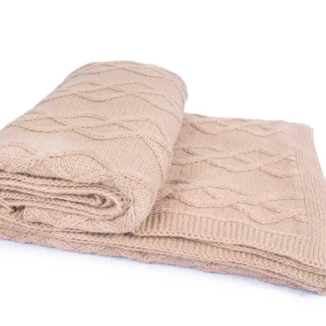 Miniaturbild: Strickdecke aus Alpaka Natur