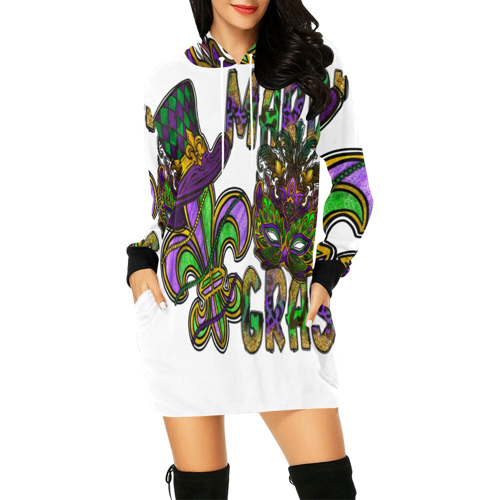 Exclusive Mardi Gras hoodie dress white 