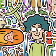 Artski Studio character illustration with groovy shapes and colors