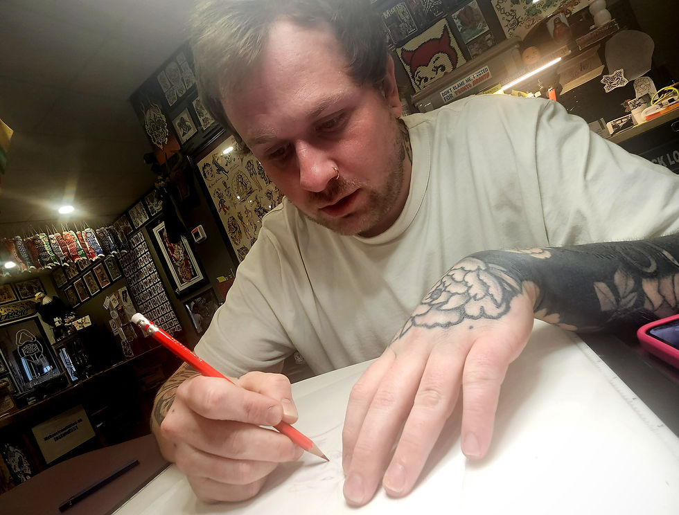 Jack Laiche tattoo apprentice at First Street Tattoo Parlor