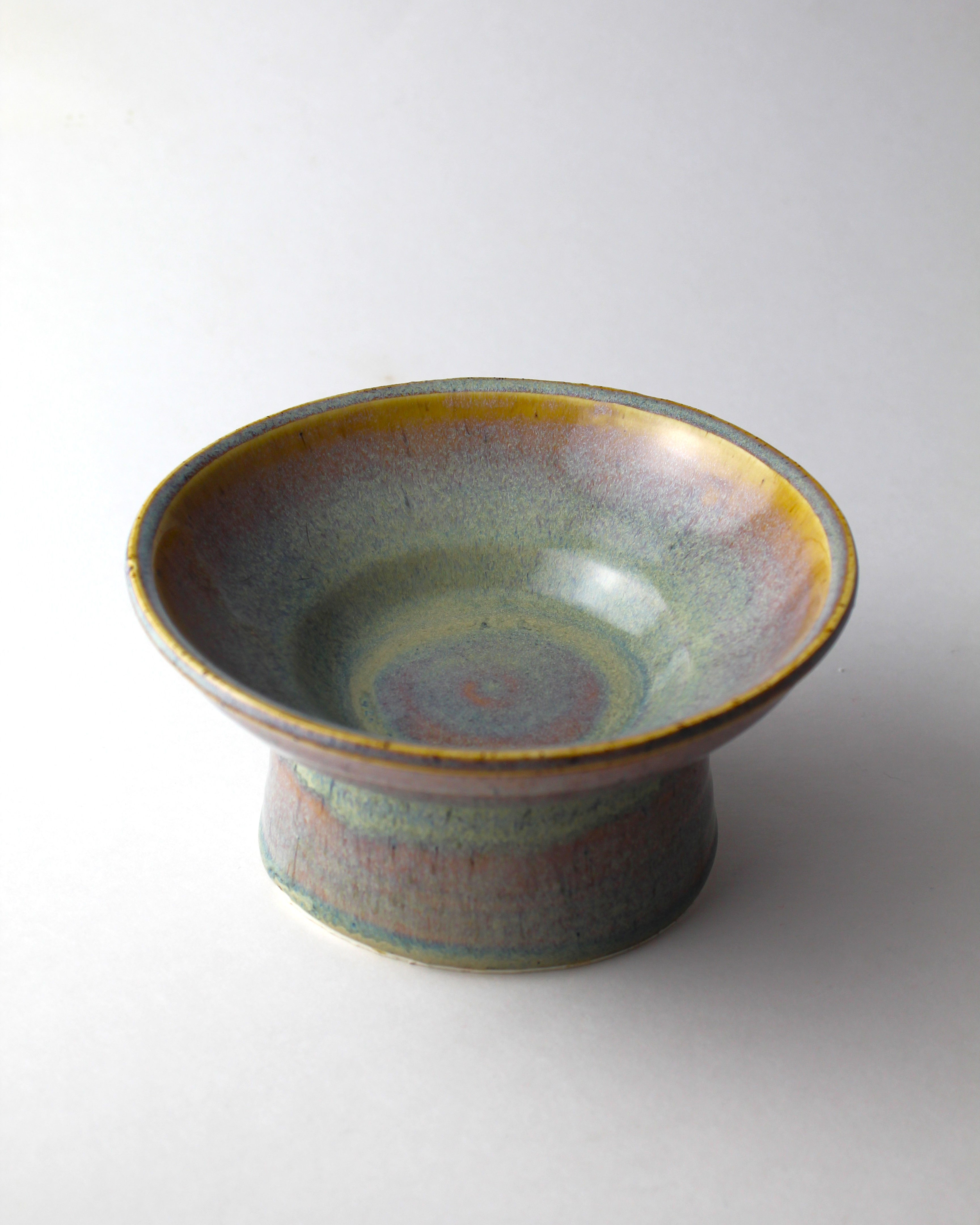 Bowl with Pedestal and Opal Glaze
