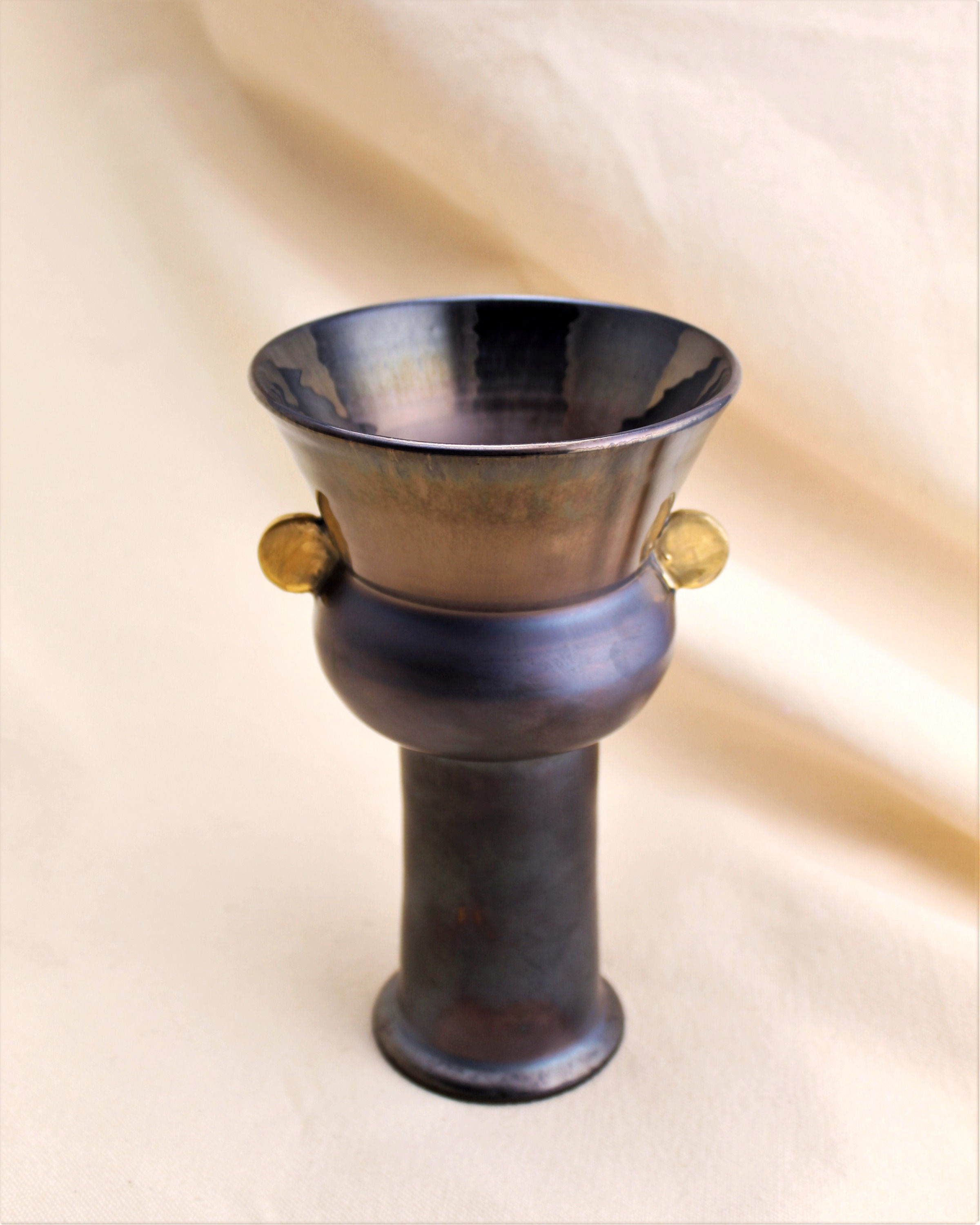 Metallic Urn with Gold Handles