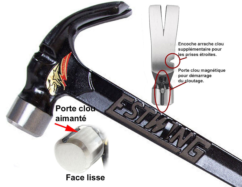 Miniaturbild: Tête de marteau E15CR Estwing ultra courbe manche cuir
