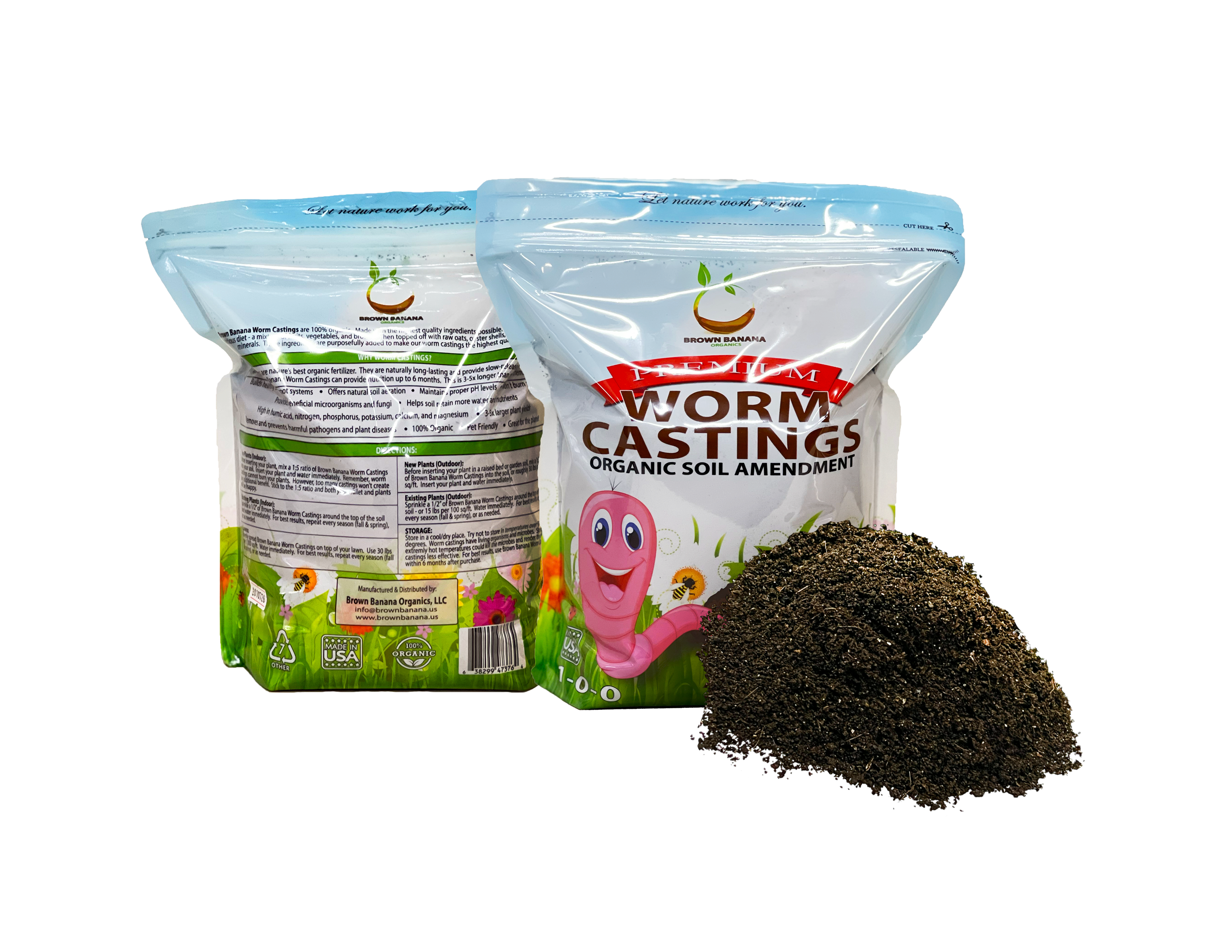 Brown Banana Premium Worm Castings (5 lbs / 2.27 kg / 4.5 Qts.)