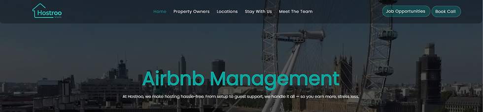 Hostroo website banner - Airbnb Manager & Short Let Management in West London