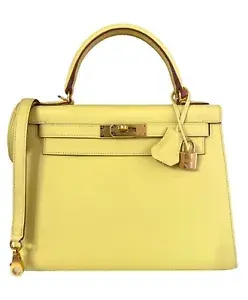 Hermes Kelly 28 Sellier Jaune Poussin Yellow Epsom Leather Gold Hardware 2021