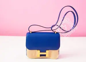 NEW HERMES BLUE ELECTRIQUE ELECTRIC EPSOM CONSTANCE 18 19 MINI KELLY BAG PURSE