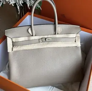 Hermes Birkin 35 Gris Tourterelle Clemence Gray  Palladium hardware