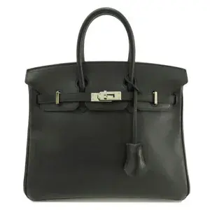 HERMES   Handbag Birkin 25 Black Black SilverHardware Epsom