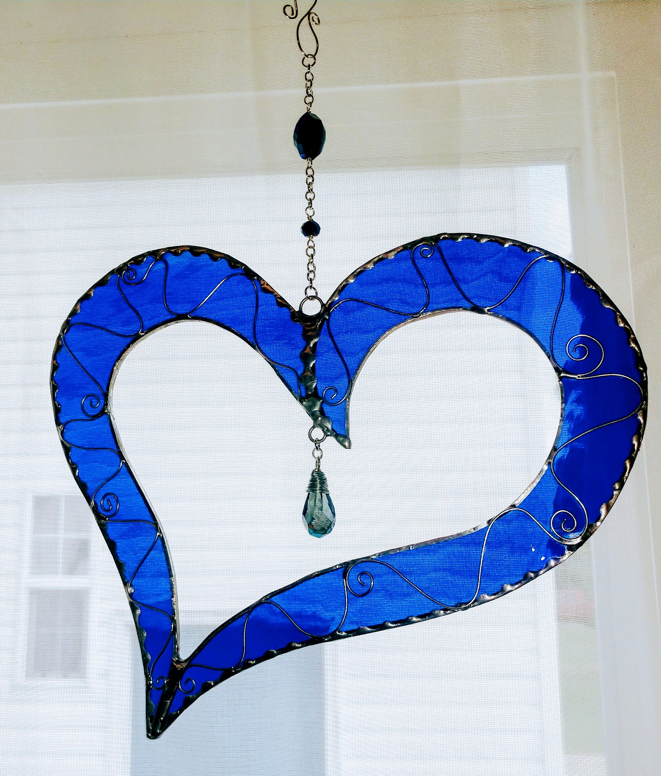 Stained Glass Heart Blue
