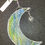 Thumbnail: Healing Stained Glass Crescent Moon w/Herkimer Diamond Quartz Crystals