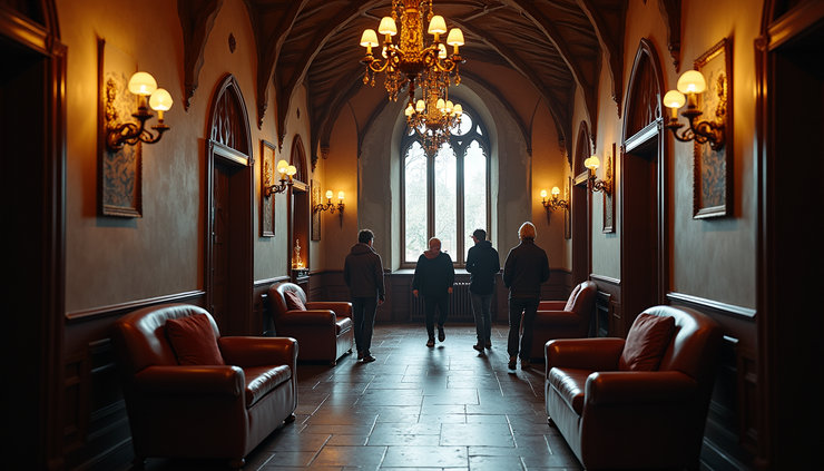 Eye-level view of Cardiff Castle's Victorian Gothic apartments