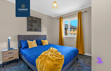 modern bathroom in serviced apartment accommodation at Sunrise Short Lets Scotland