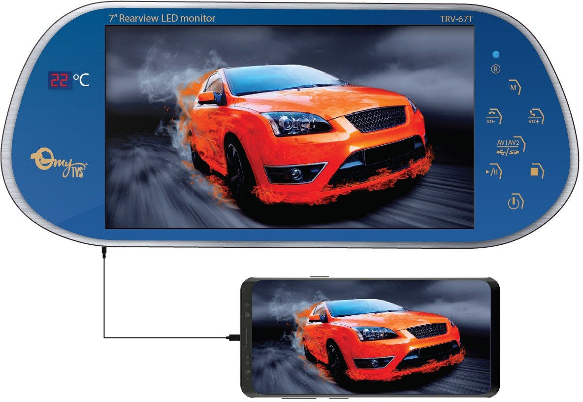 myTVS TRV-67T 7 inch Rear view Touch Screen Rearview Radar Mirror