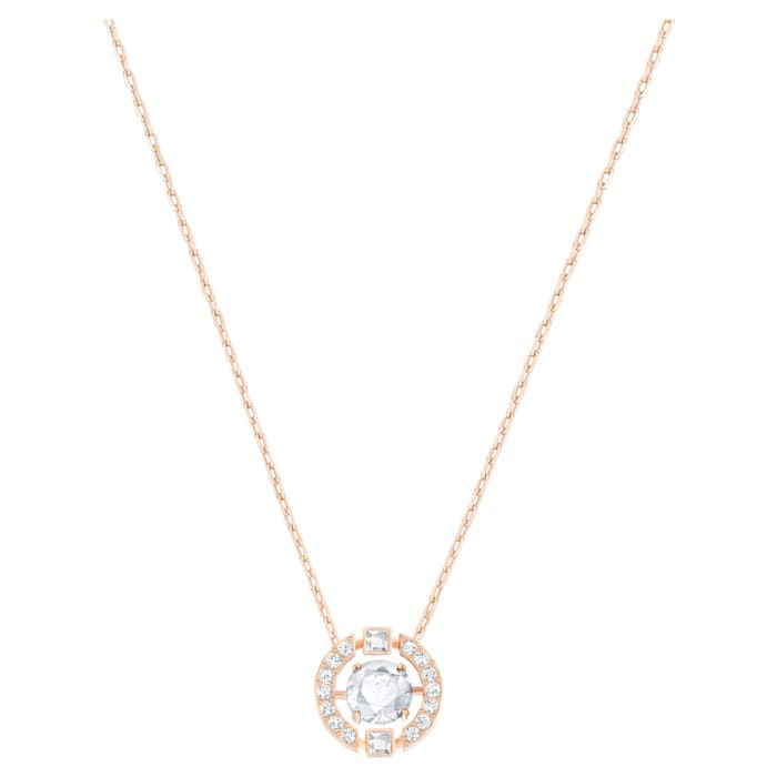 Thumbnail: Swarovski Sparkling Dance necklace Round, White, Rose-gold tone plated