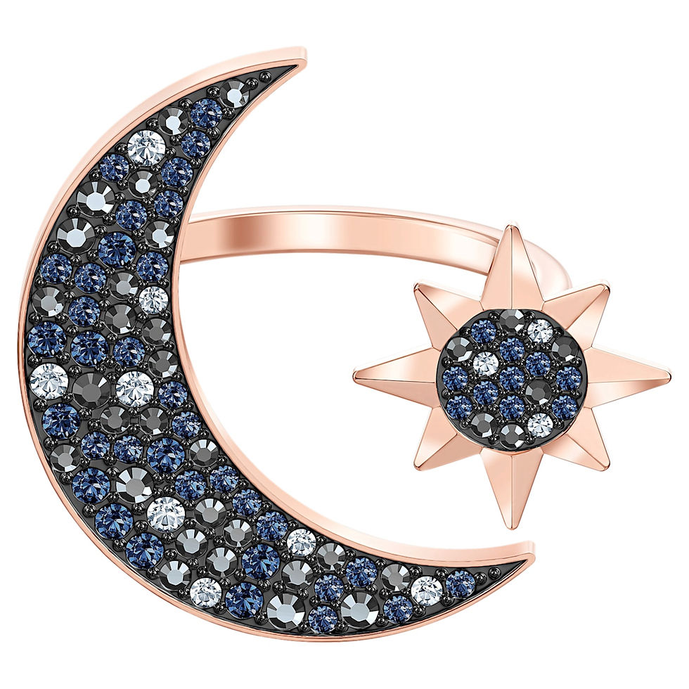 Swarovski Symbolic open ring Graduated crystals, Moon and star, Multicoloured, R