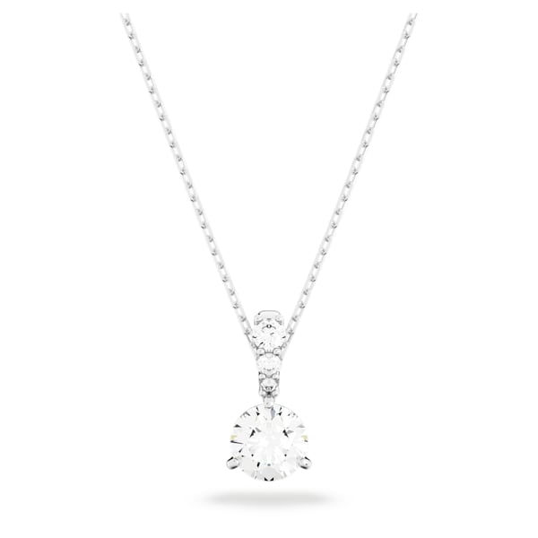 Solitaire pendant White, Rhodium plated
