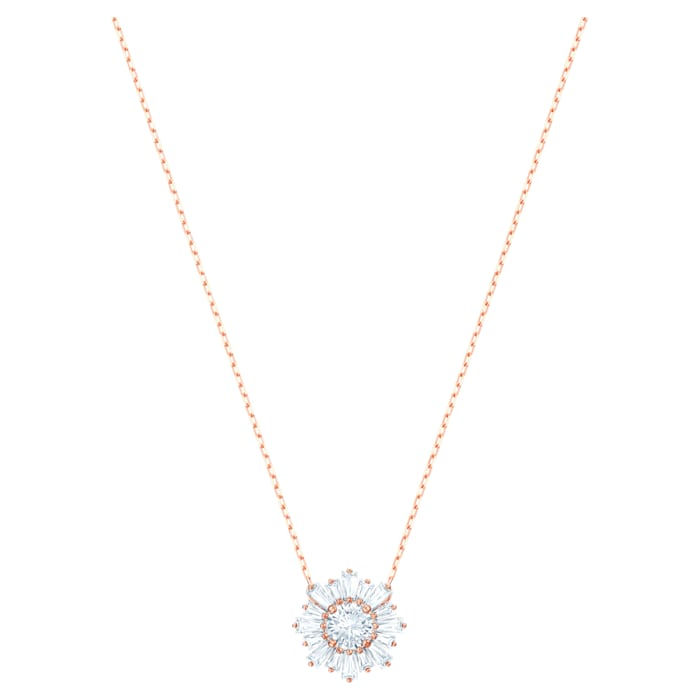 Sunshine pendant Sun, White, Rose-gold tone plated