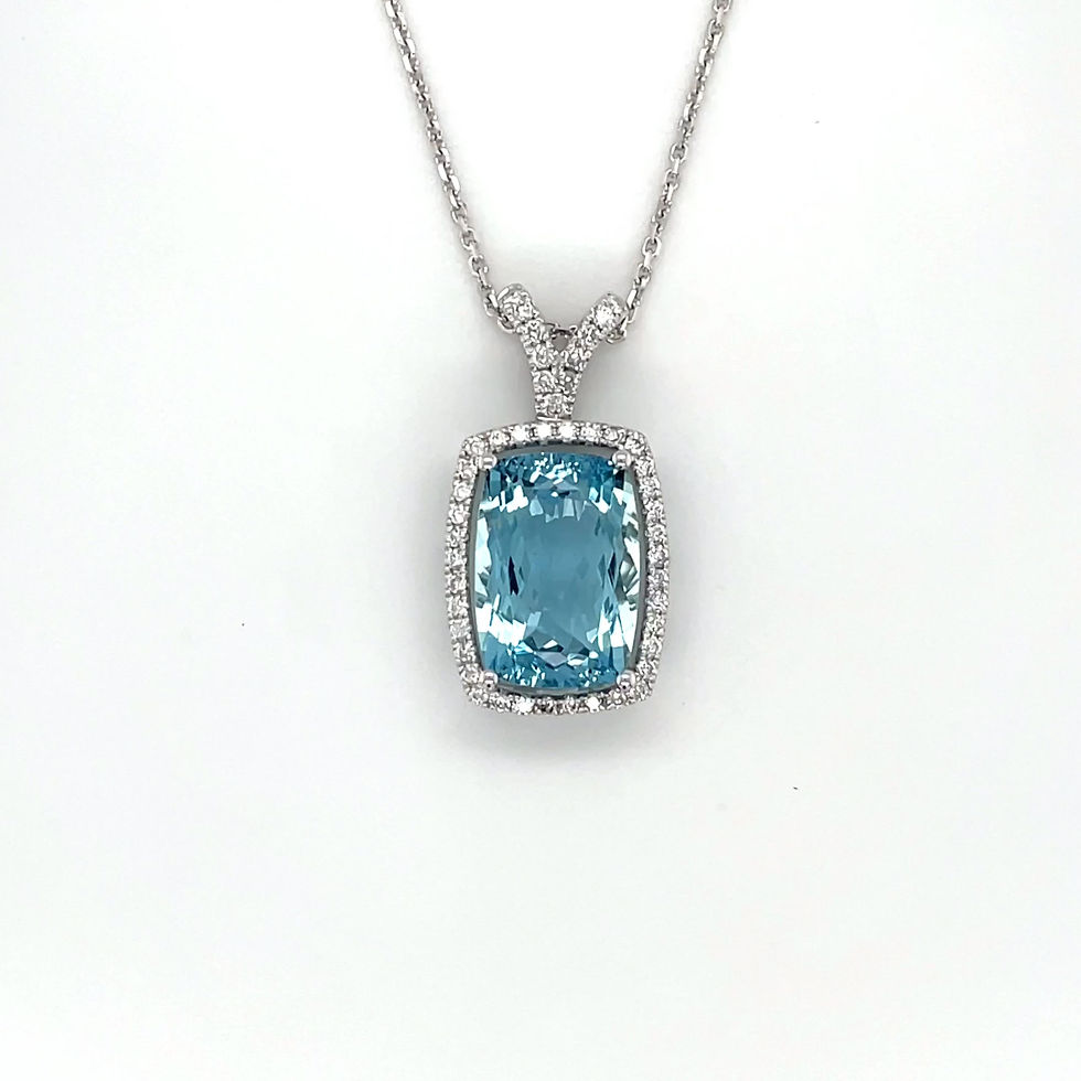 Thumbnail: 18ct White Gold Aquamarine & Diamond Pendant