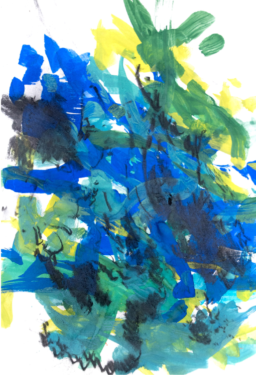 Charcoal with Blue and Green