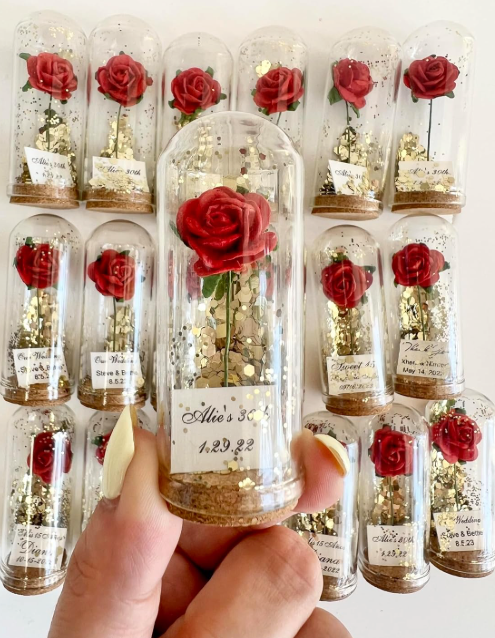 Personalized Red Rose Gold Dome