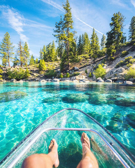 Stunning Lake Tahoe through a clear kayak