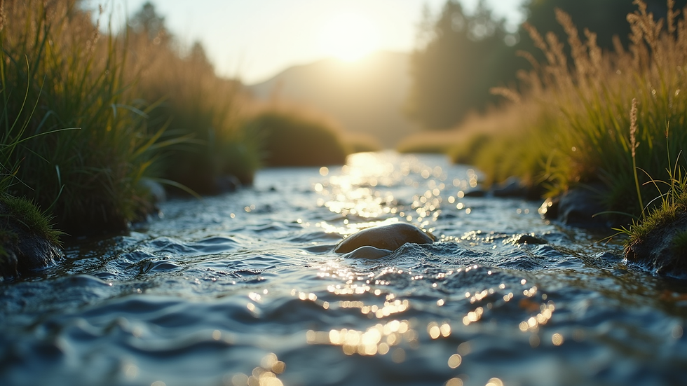 Close-up view of a serene landscape with a flowing river