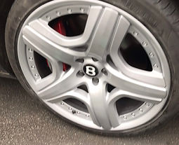 A close-up of alloy wheels