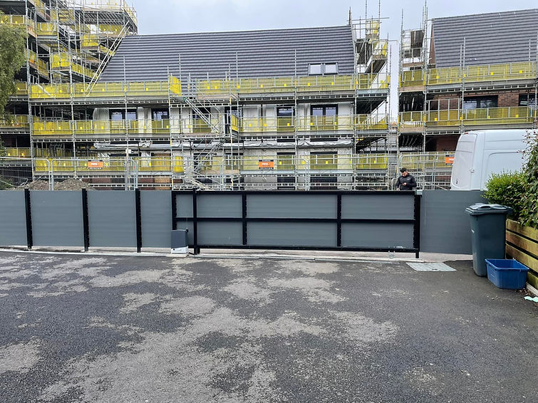 A wide view of a scaffold made of structural steel