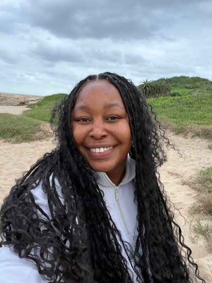 A woman smiling and joyful