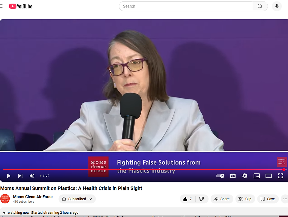 Moms Clean Air Force Annual Summit on Plastics: A Health Crisis in Plain Sight (Livestream) https://