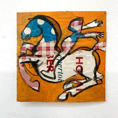 Terug, collage, 11 x 11cm, incl lijst, 75,- incl 9%btw
