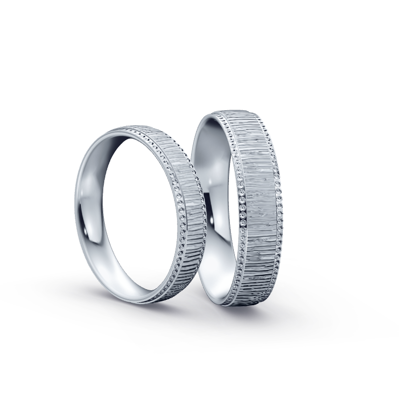 Miniaturbild: Trauringe TL8497 - Platin (Quermatt grob) mit 3 Brillanten