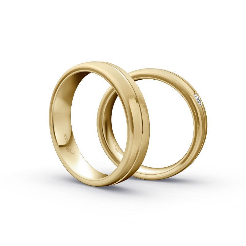Miniaturbild: Trauringe TL4107 - Gelbgold (Strichmatt) | Eheringe aus Gold
