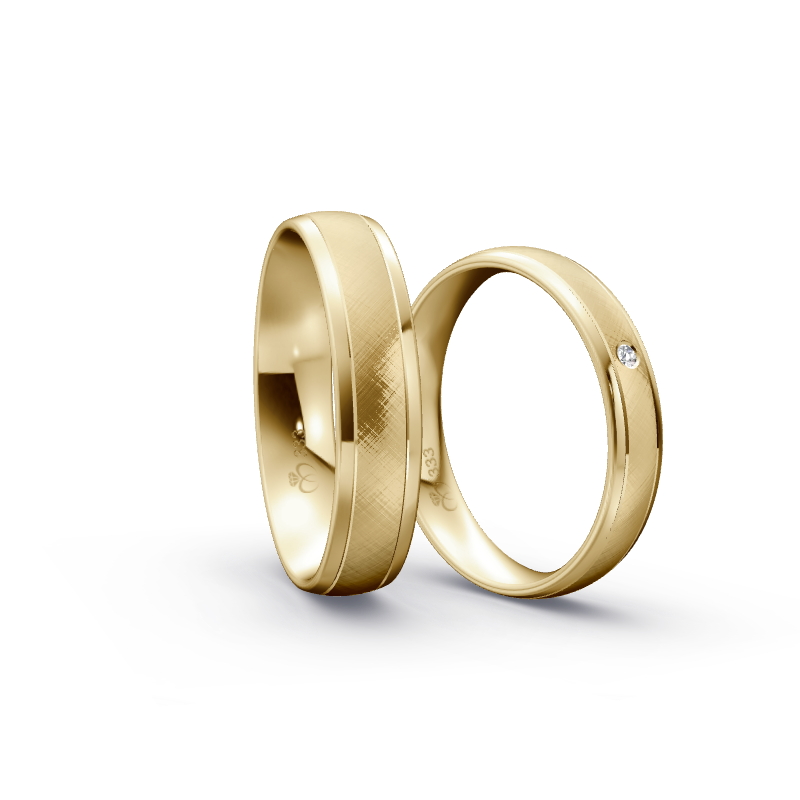 Miniaturbild: Trauringe TL5882 - Gelbgold (Kreuzmatt / Poliert) | Eheringe aus Gold