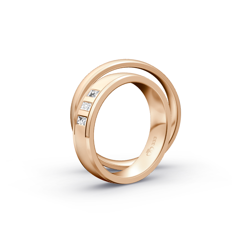 Miniaturbild: Trauringe TL9203 - Rotgold (Poliert / Sandmatt fein) | Eheringe aus Gold