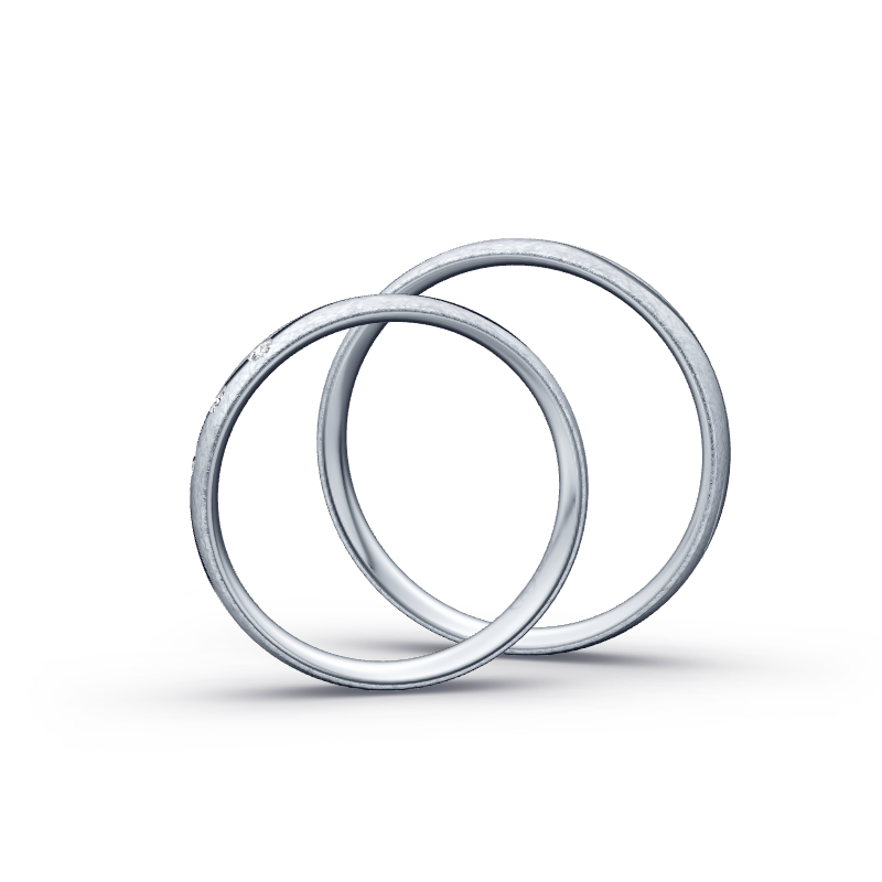 Miniaturbild: Trauringe TL4280 - Platin (Poliert / Eismatt) mit 3 Brillanten 0,01ct. SI / TW
