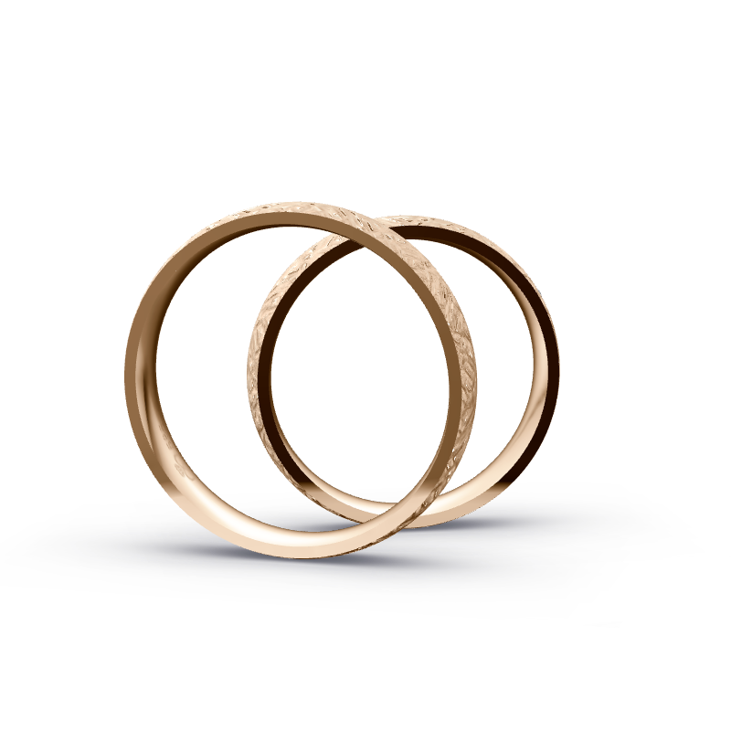 Miniaturbild: Trauringe TL1246 - Roségold (Finnenschlag kreuz) | Eheringe aus Gold