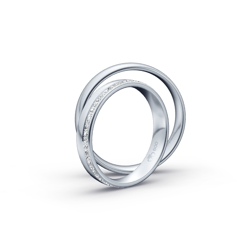 Miniaturbild: Trauringe TL5230 - Platin (Poliert) mit 42 Brillanten