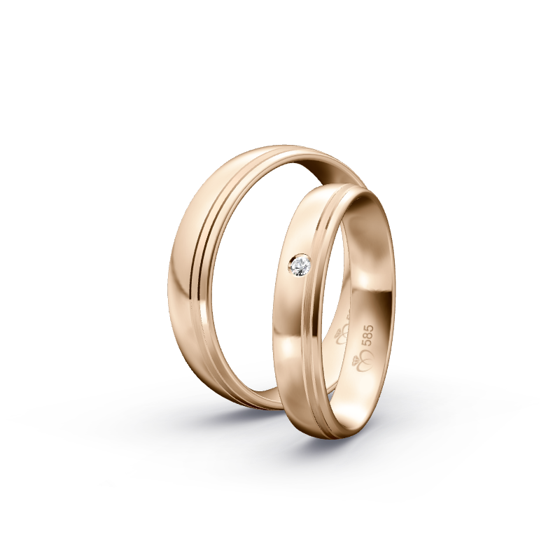 Miniaturbild: Trauringe TL9361 - Roségold (Poliert / Strichmatt) | Eheringe aus Gold