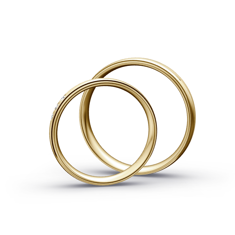 Thumbnail: Trauringe TL5792 - Gelbgold (Hammerschlag matt / poliert) | Eheringe aus Gold