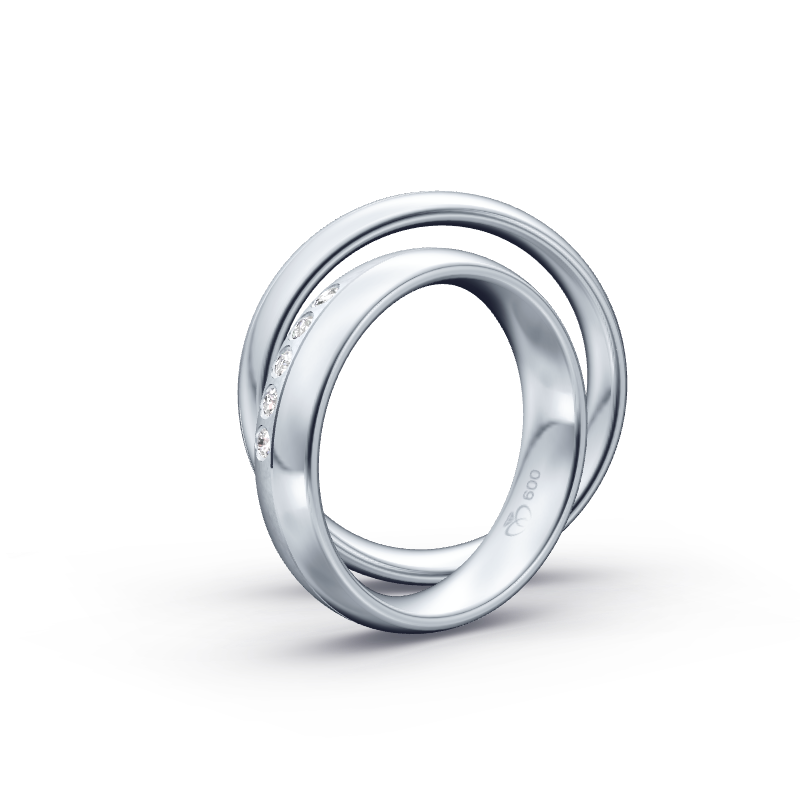 Miniaturbild: Trauringe TL6419 - Platin (Fliesmatt / Poliert) mit 5 Brillanten