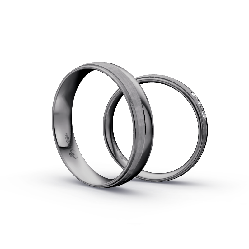 Miniaturbild: Trauringe TL9749 - Tantal (Hammerschlag matt / Poliert) | 999er Tantal Ring