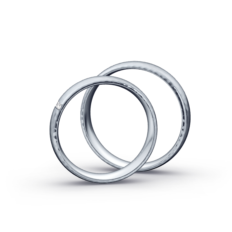 Miniaturbild: Trauringe TL9052 - Platin (Hammerschlag poliert) mit 3 Brillanten