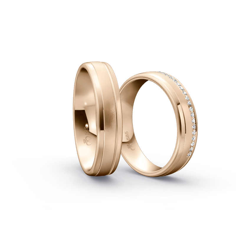 Miniaturbild: Trauringe TL9488 - Roségold (Poliert / Sandmatt fein) | Eheringe aus Gold