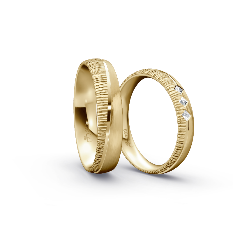 Miniaturbild: Trauringe TL9738 - Gelbgold (Quermatt grob / poliert) | Eheringe aus Gold