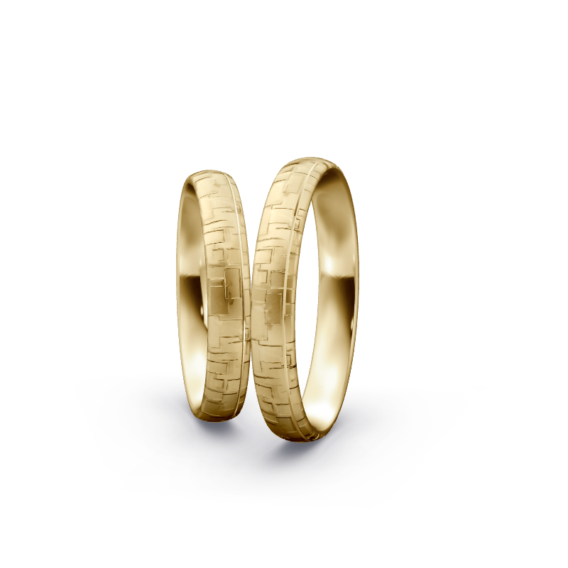 Miniaturbild: Trauringe TL6273 - Gelbgold (Hammerschlag rechteckig) | Eheringe aus Gold