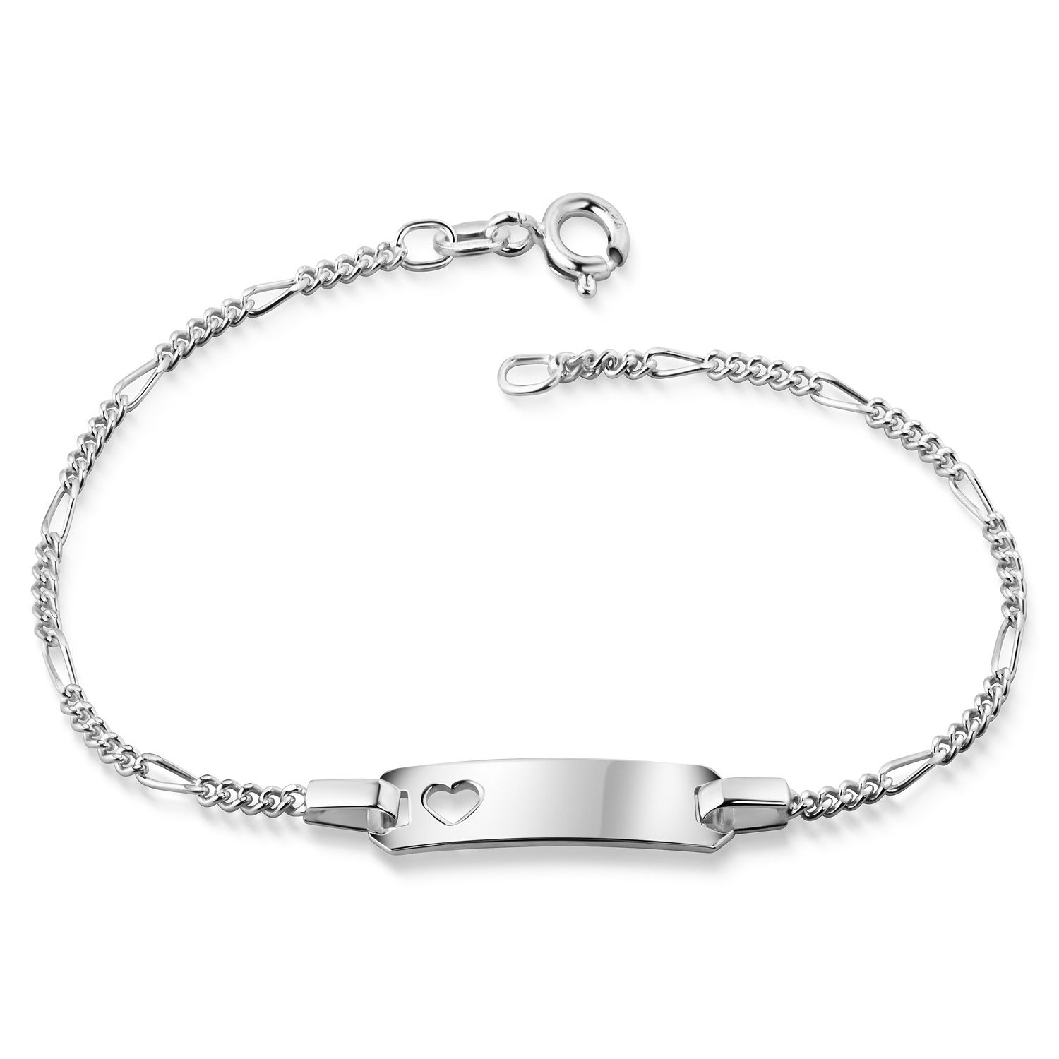 ID-Figaroarmband mit Herz- , Silber 925/- TL09914