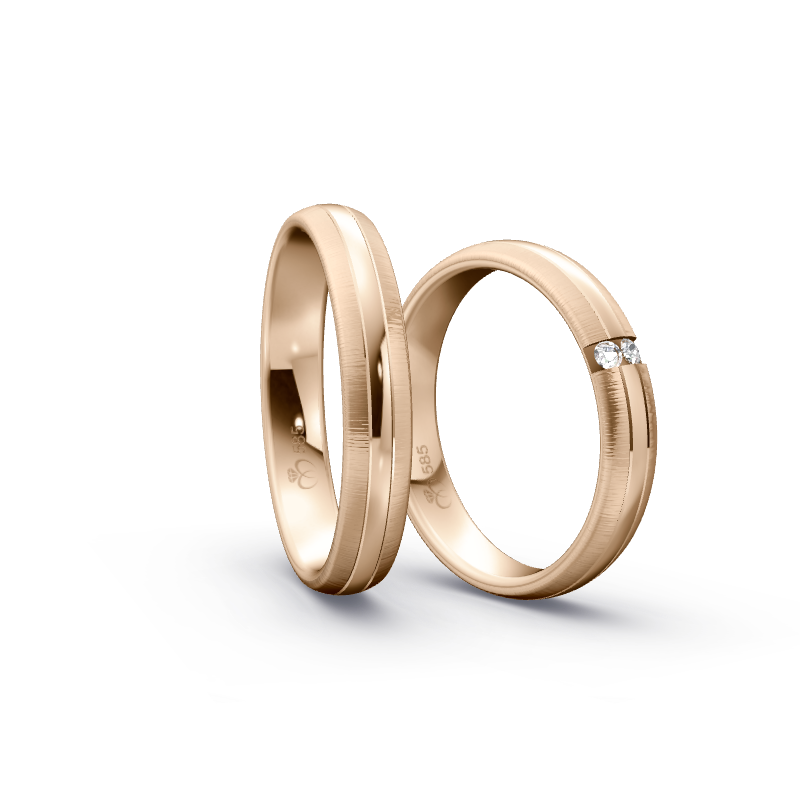 Miniaturbild: Trauringe TL9039 - Roségold (Quermatt / Poliert) | Eheringe aus Gold