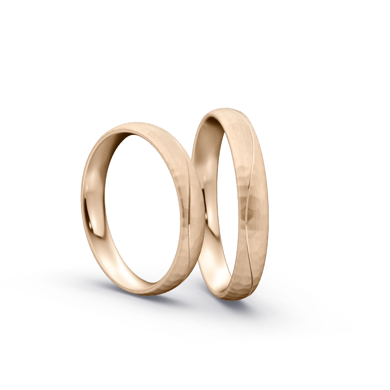 Miniaturbild: Trauringe TL1382 - Roségold (Hammerschlag matt) | Eheringe aus Gold